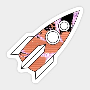 Rocket Ship Lofi Glitch Art Sticker